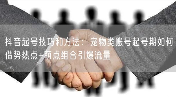 抖音起号技巧和方法：宠物类账号起号期如何借势热点+萌点组合引爆流量